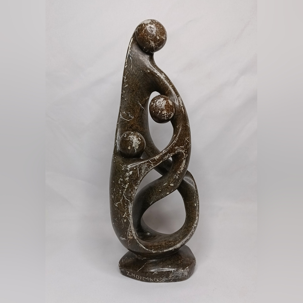 African Soap Stone Handcrafted Family Sculpture Figurine Zimbabwe
